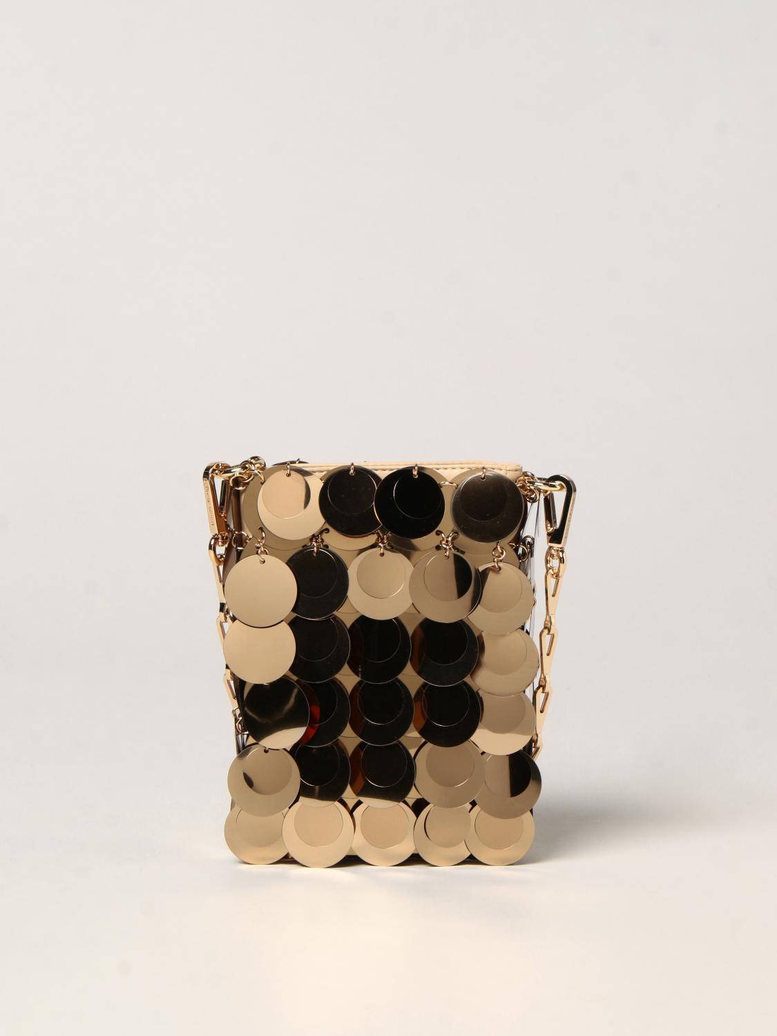 RABANNE: Sparkle Paco bag with circles and shoulder strap 1969