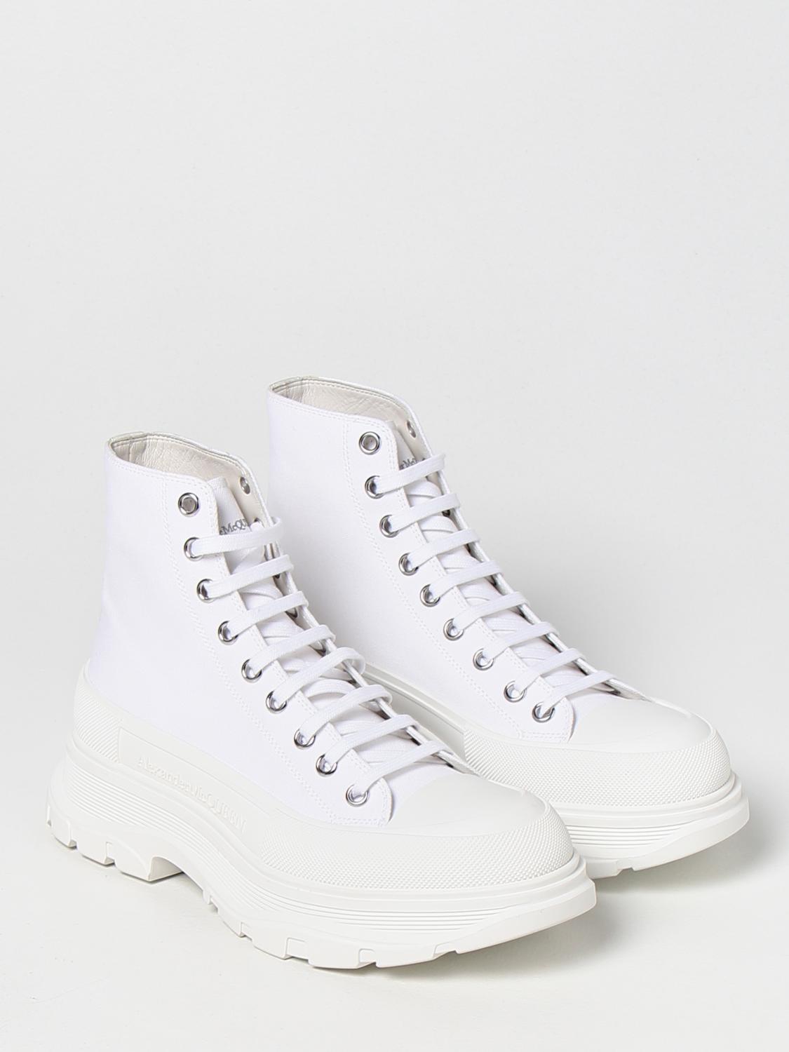 ALEXANDER MCQUEEN: canvas high-top sneakers - White | Alexander Mcqueen ...