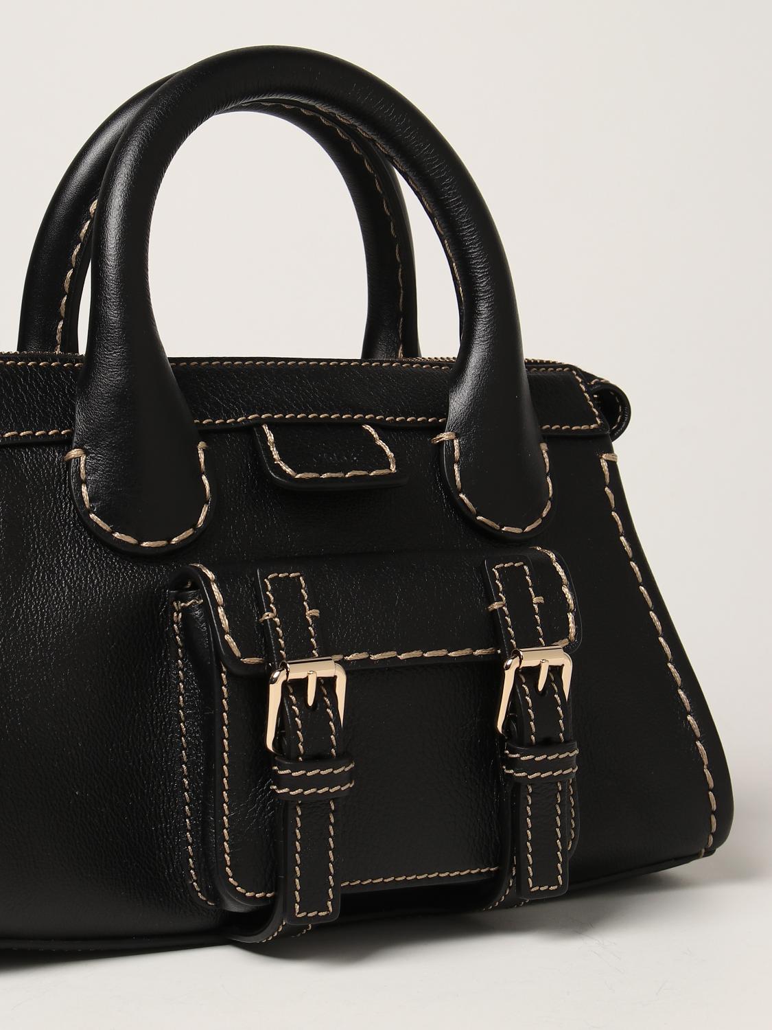 CHLOÉ: Edith Buffalo Leather Bag - Black | Chloé Handbag C21WS451F43 ...