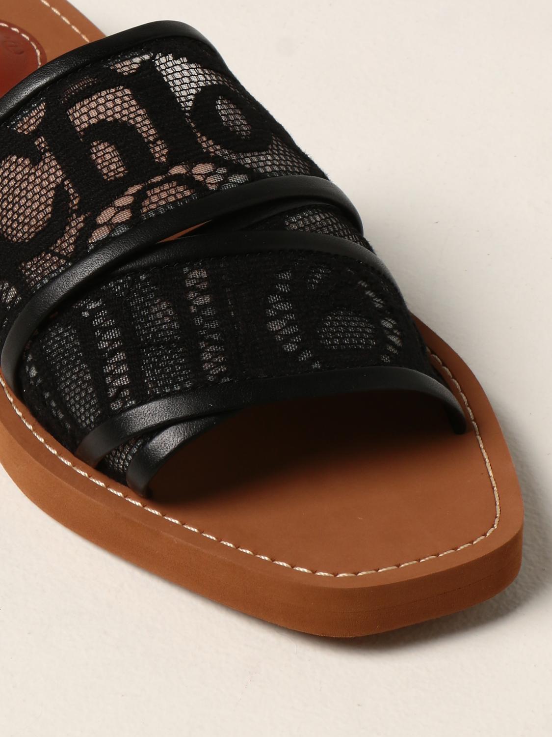 chloe black flat sandals