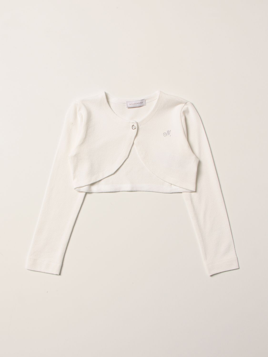 Jacket Monnalisa: Monnalisa cropped cardigan in stretch viscose white 1