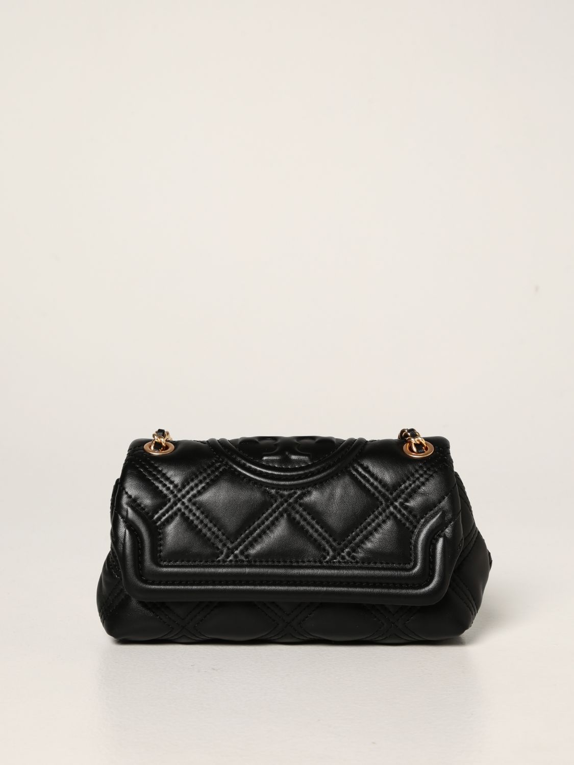 TORY BURCH: mini Fleming bag in quilted leather - Black | Tory Burch ...