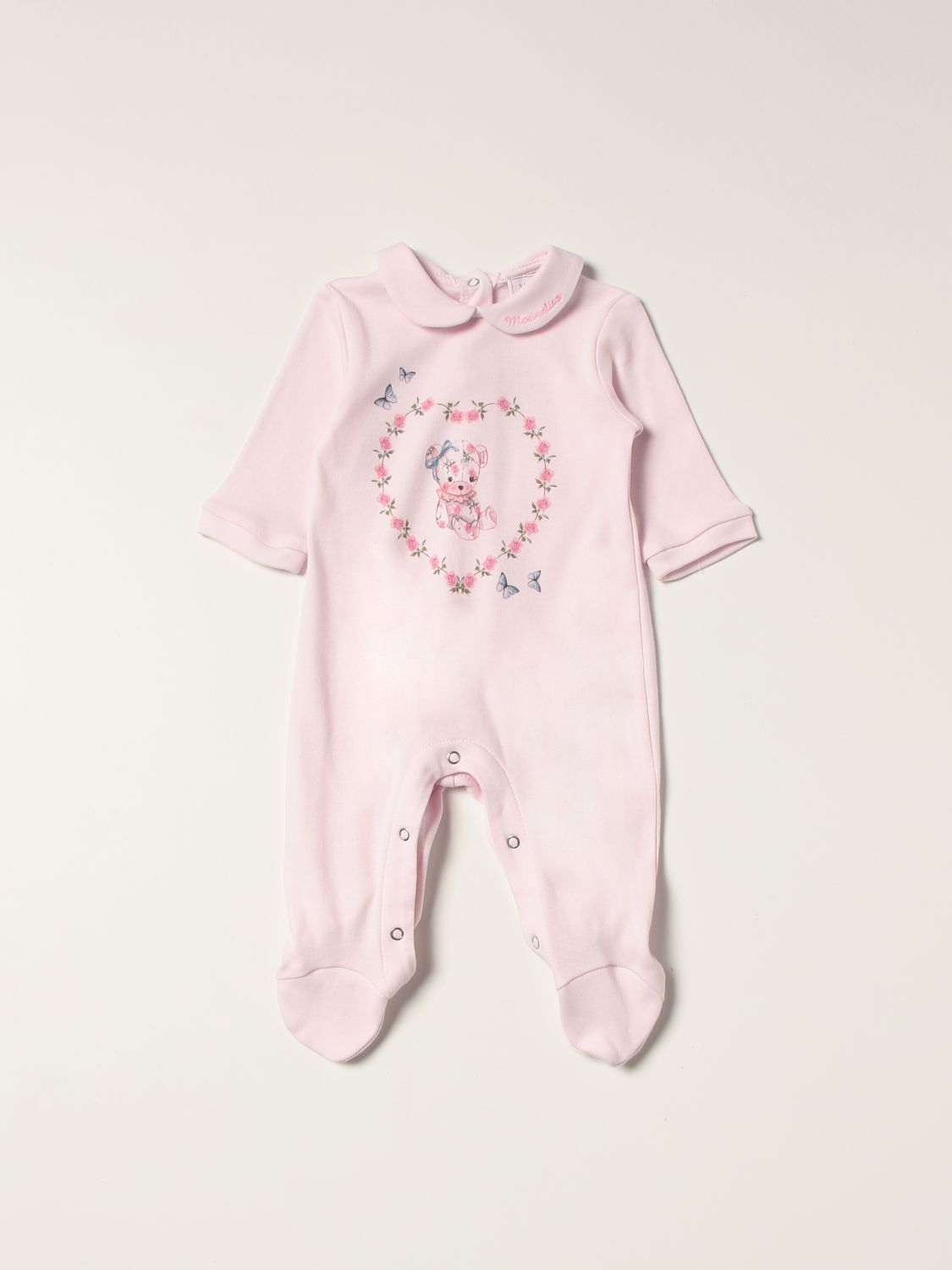 Tracksuits Monnalisa: Monnalisa footed jumpsuit with teddy bear and heart print pink 1