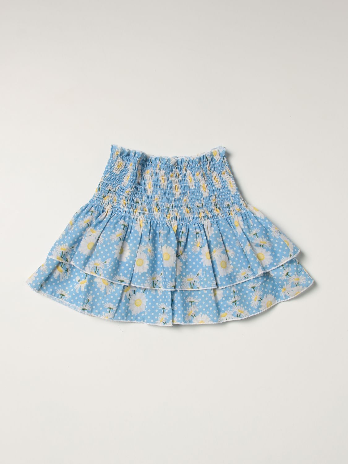 Skirt Monnalisa: Monnalisa wide skirt with daisy pattern sky blue 1