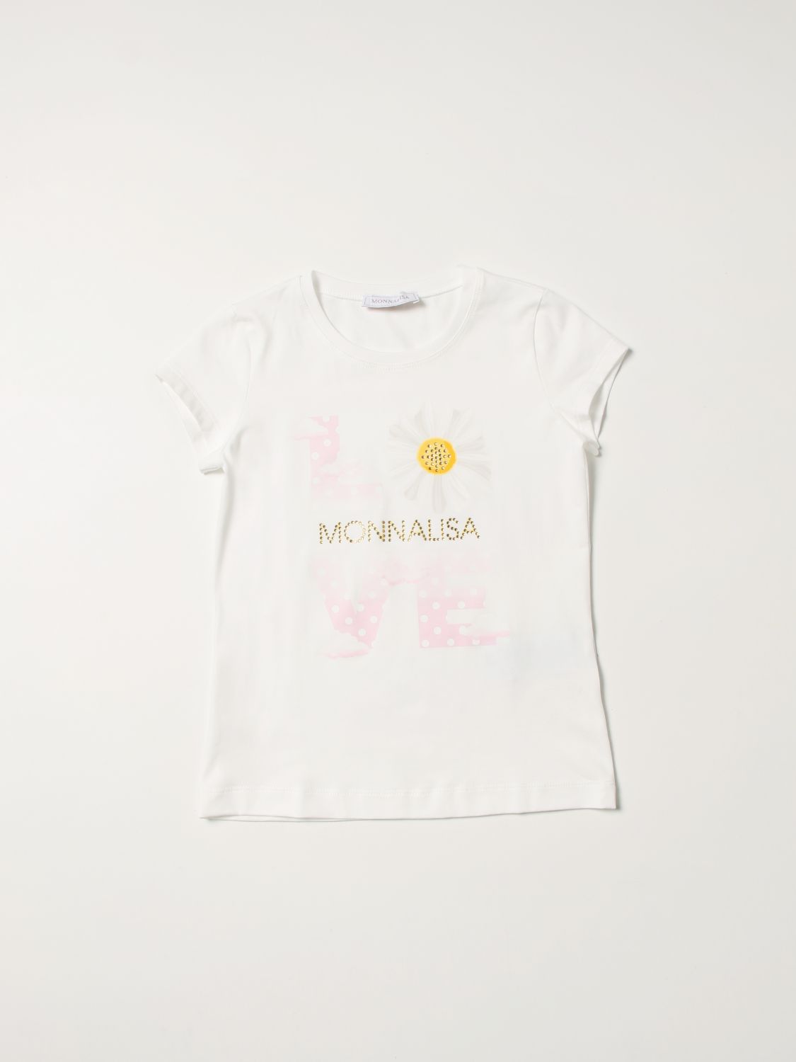 MONNALISA: T-shirt with logo - Yellow Cream | Monnalisa t-shirt ...