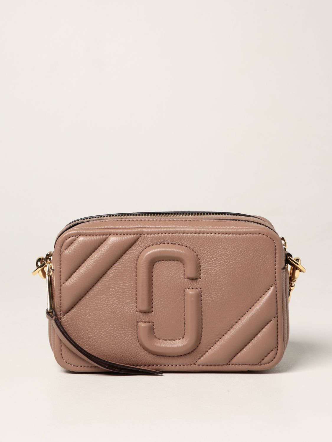 MARC JACOBS: The Moto Shot hammered leather bag - Beige | Marc Jacobs ...