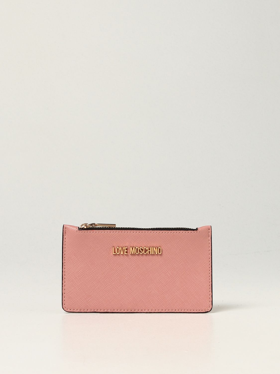 LOVE MOSCHINO: wallet in saffiano synthetic leather - Blush Pink | Love ...