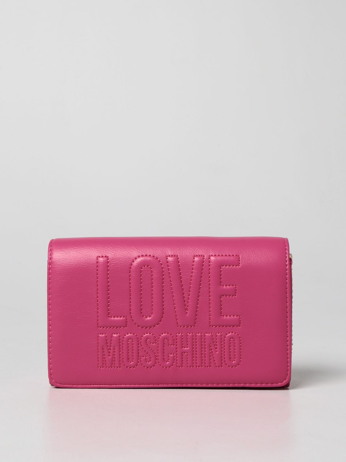 LOVE MOSCHINO: bag in synthetic leather with logo - Fuchsia | Love ...