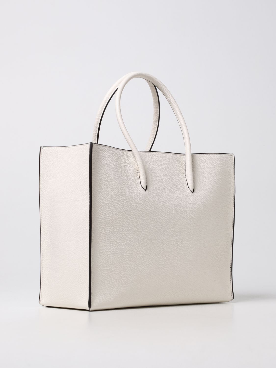 COCCINELLE: Myrtha bag in grained leather - White | Coccinelle tote ...