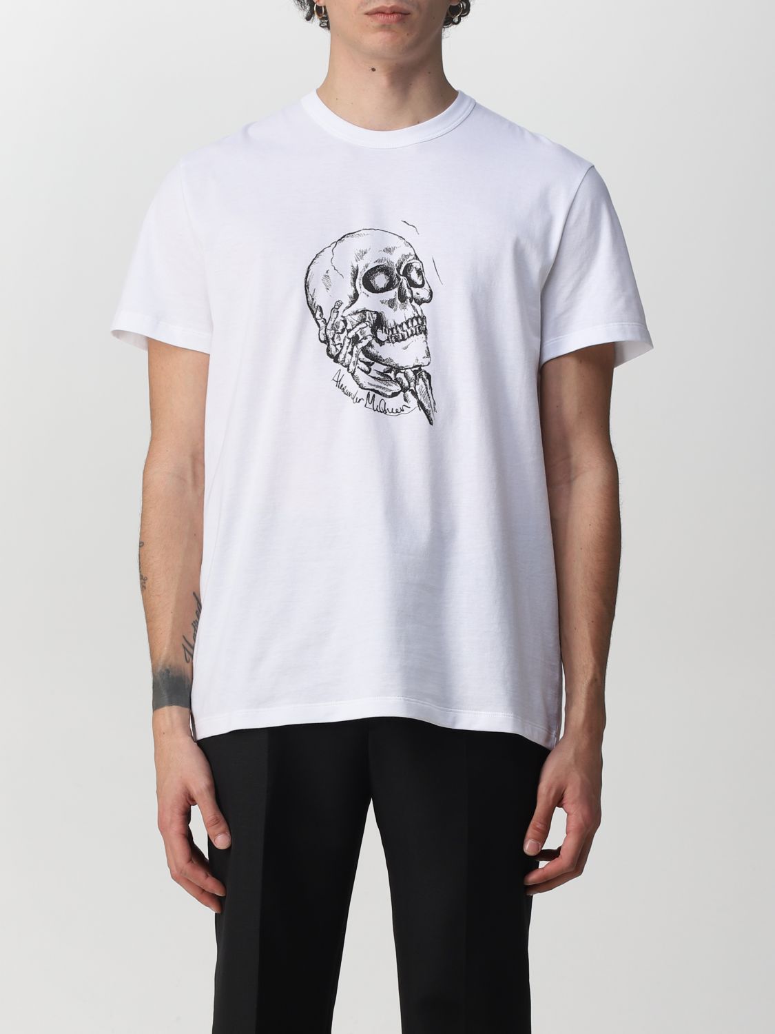 ALEXANDER MCQUEEN: t-shirt with skull - White | Alexander Mcqueen t ...