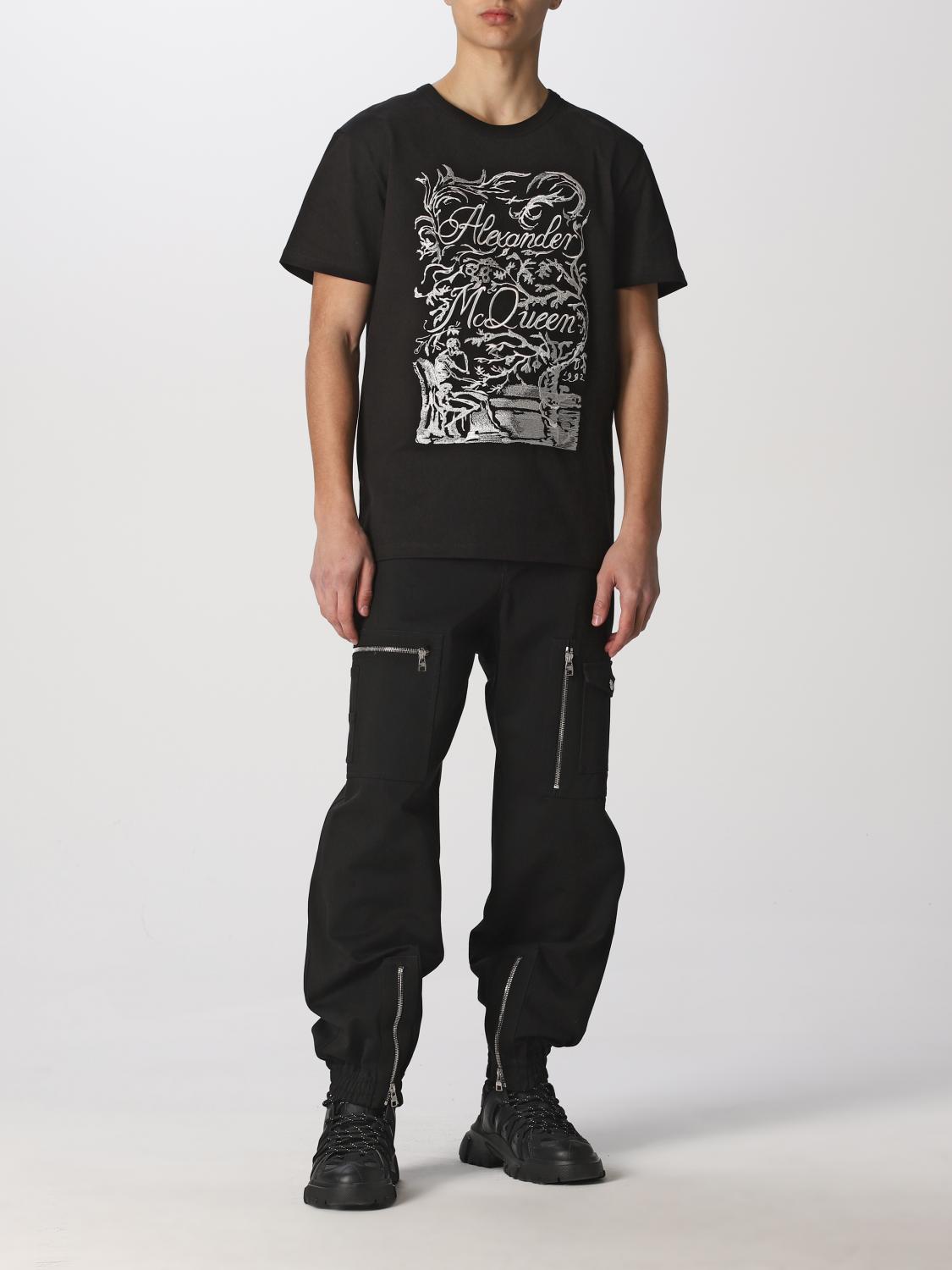 ALEXANDER MCQUEEN: T-shirt con logo - Nero | T-Shirt Alexander Mcqueen  687709QSX88 GIGLIO.COM
