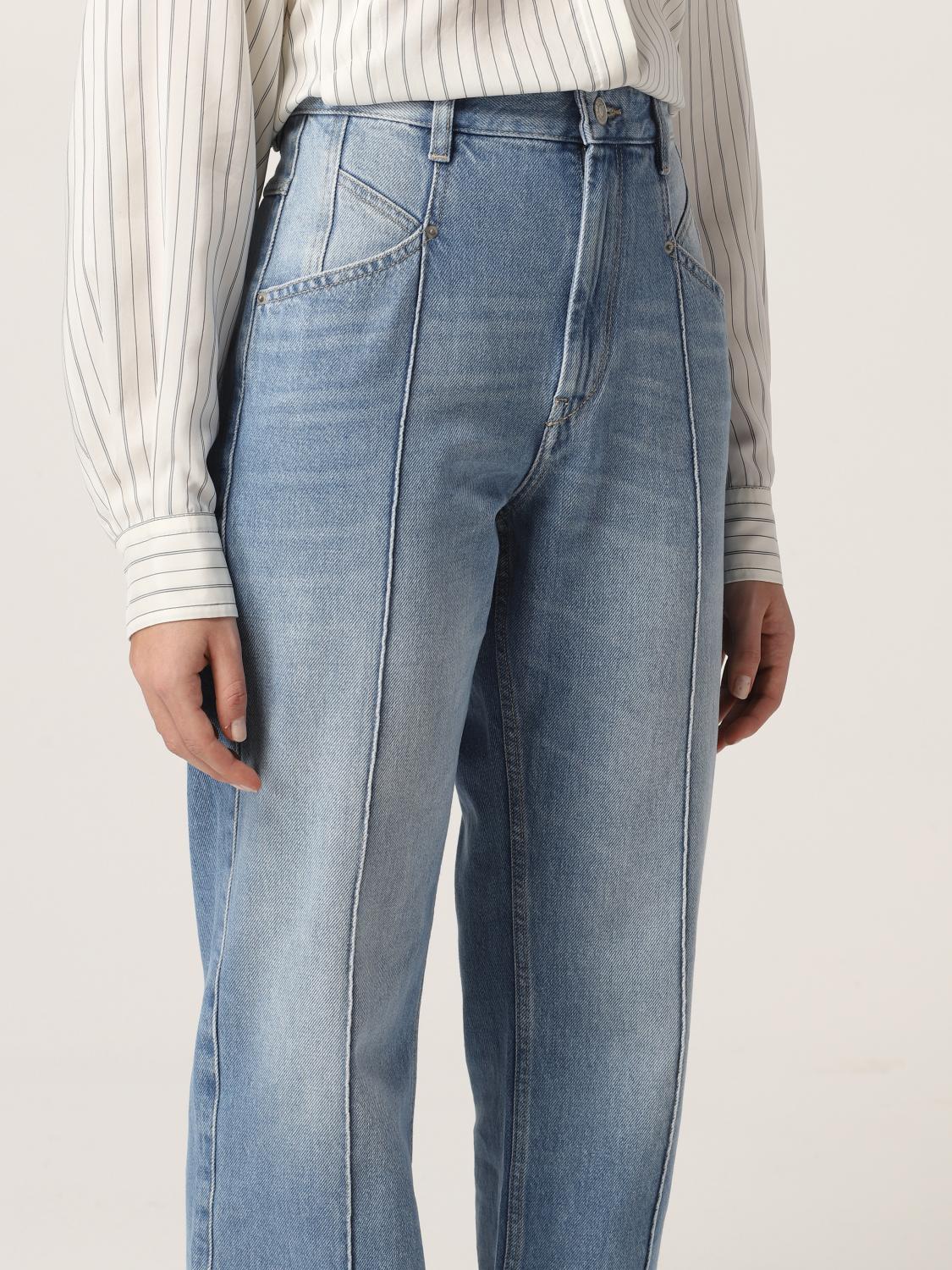 ISABEL MARANT: Jeans dritto in denim washed - Blue | Jeans Isabel Marant  PA210422P022I GIGLIO.COM