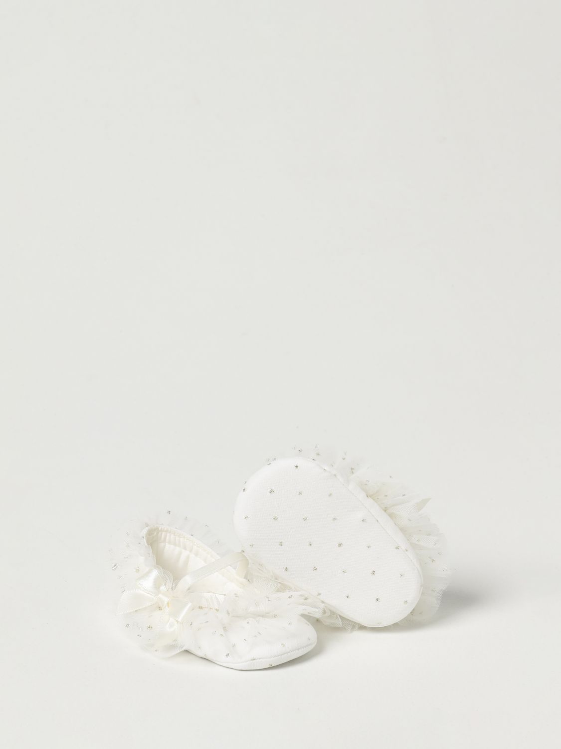 Shoes Monnalisa: Monnalisa cradle shoes in plumetis tulle with ruches white 2