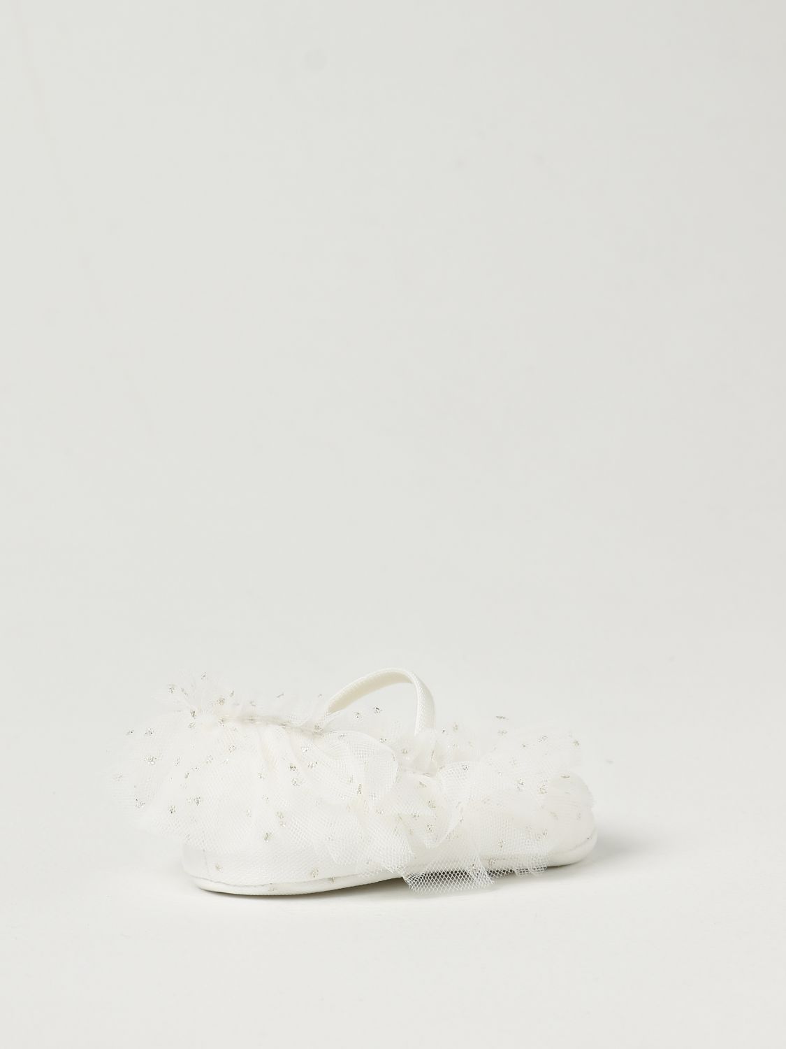 Shoes Monnalisa: Monnalisa cradle shoes in plumetis tulle with ruches white 3