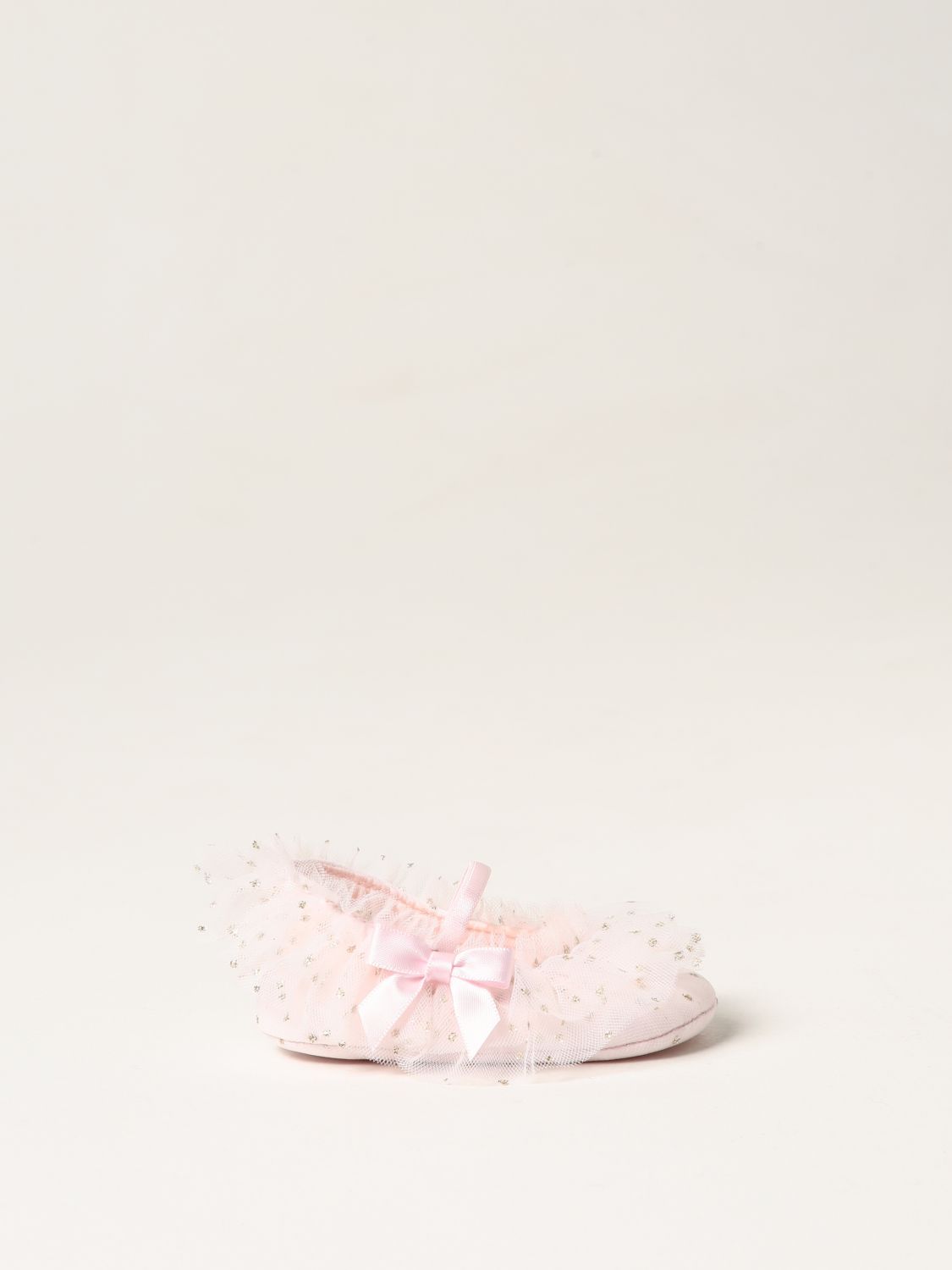 Scarpe Monnalisa: Scarpe culla Monnalisa in tulle plumetis con rouches rosa 1