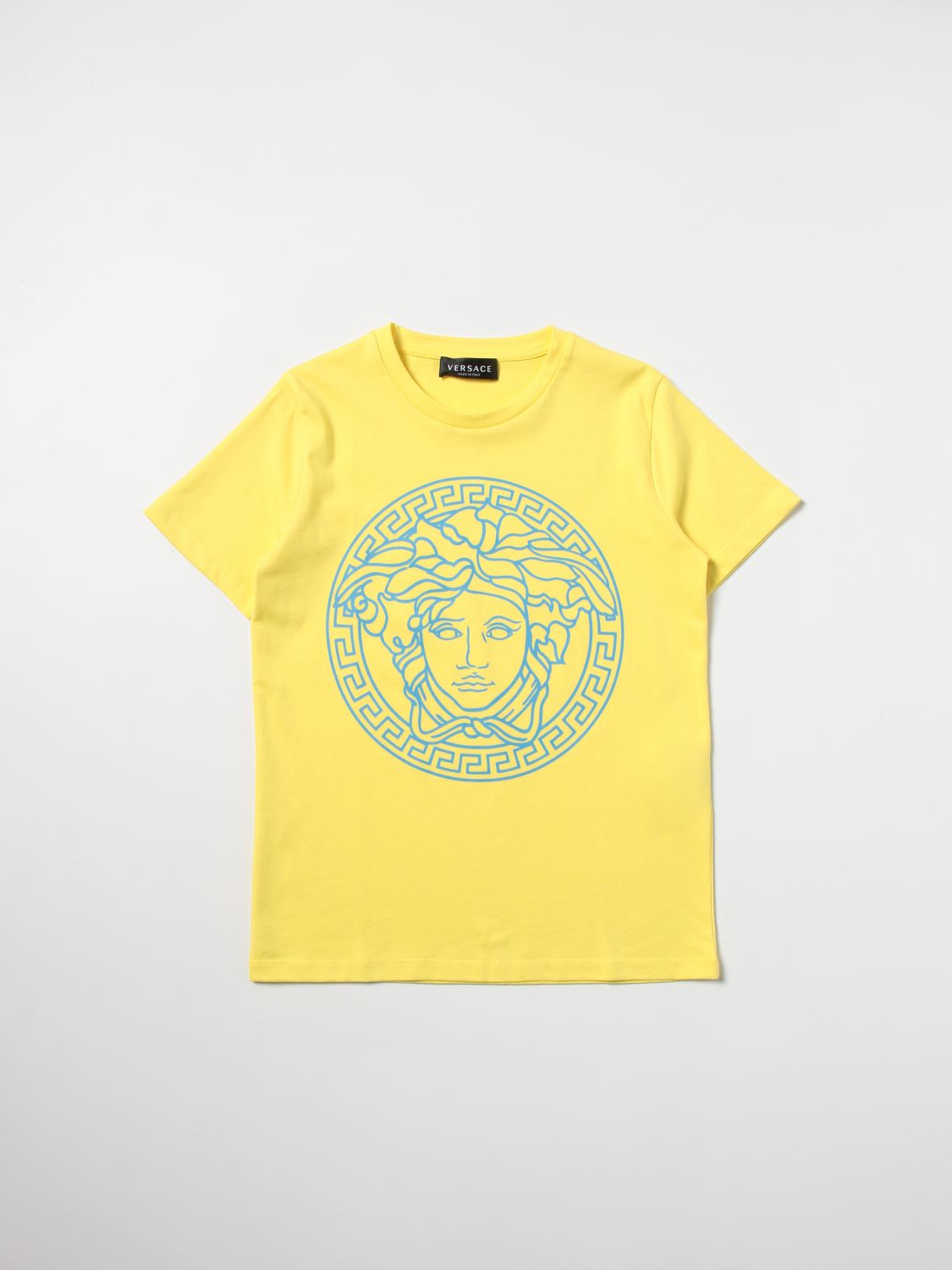 Young Versace Kids' Versace Young Cotton T-shirt With Medusa In Yellow