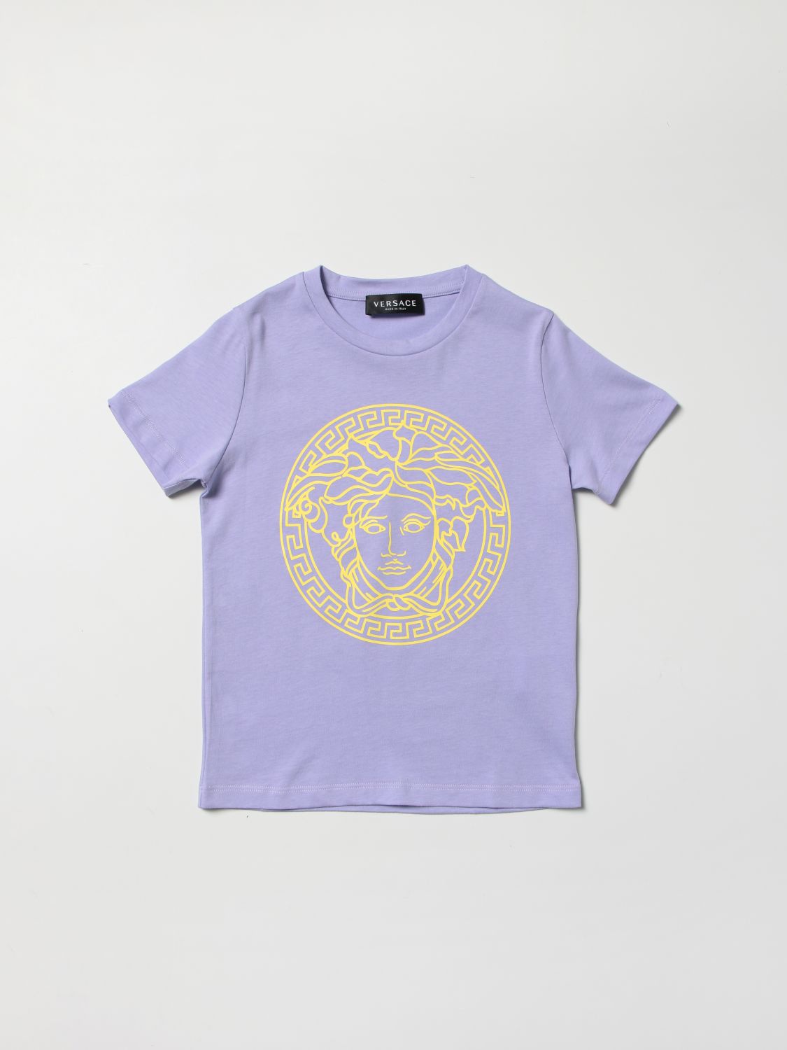 Young Versace Kids' Versace Young Cotton Tshirt With Medusa In Orchid