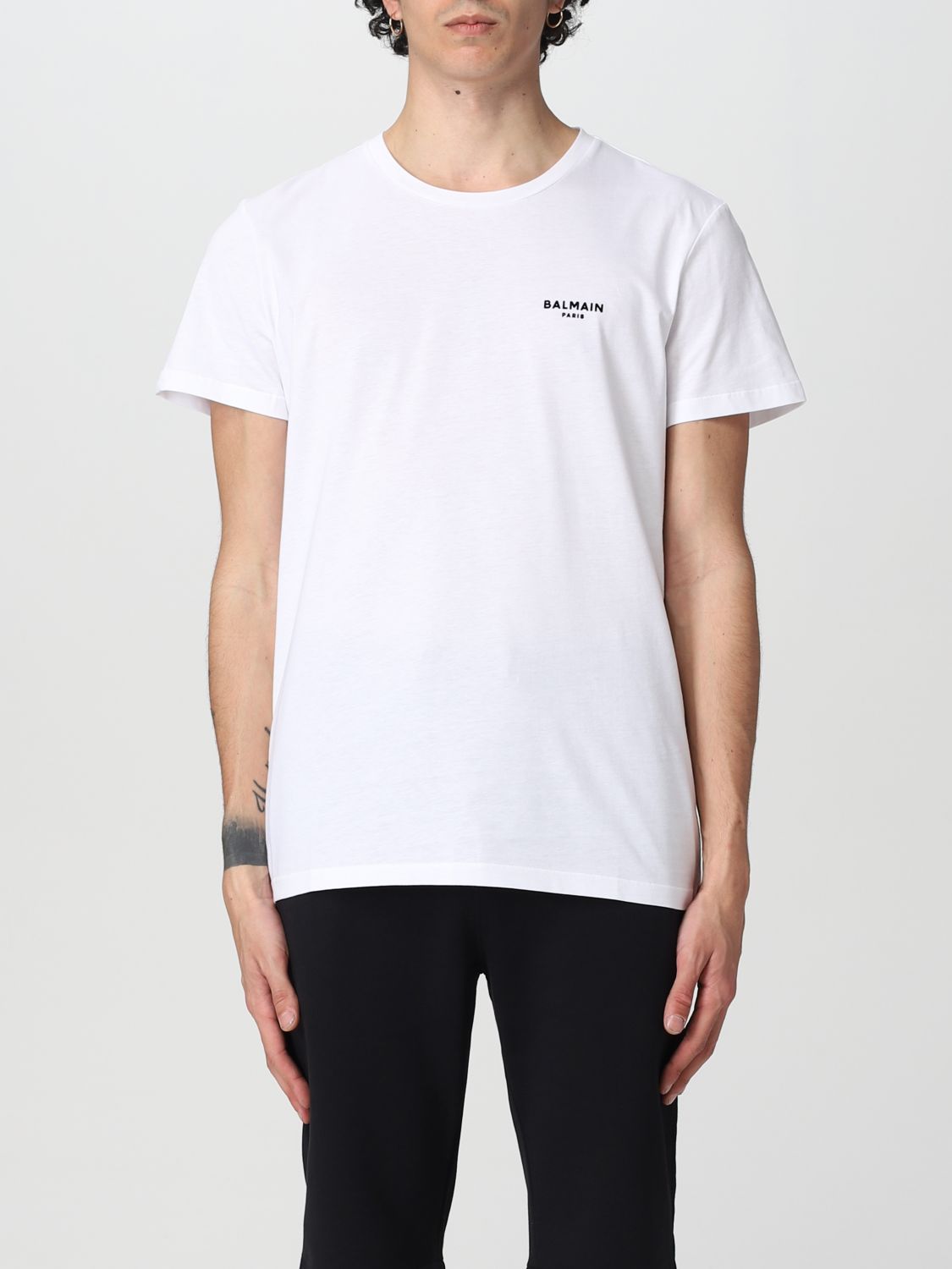 Balmain Men's White Cotton T-shirt | ModeSens