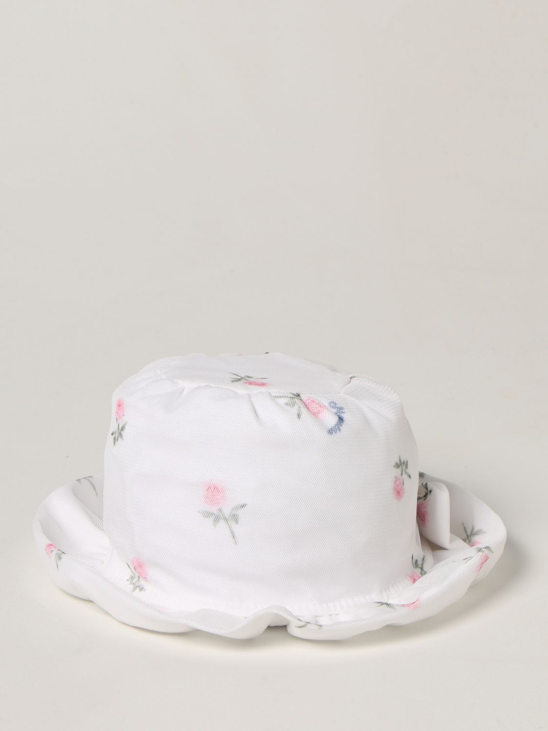 Cappello neonato Monnalisa: Cappello Monnalisa a fantasia floreale con fiocco bianco 1