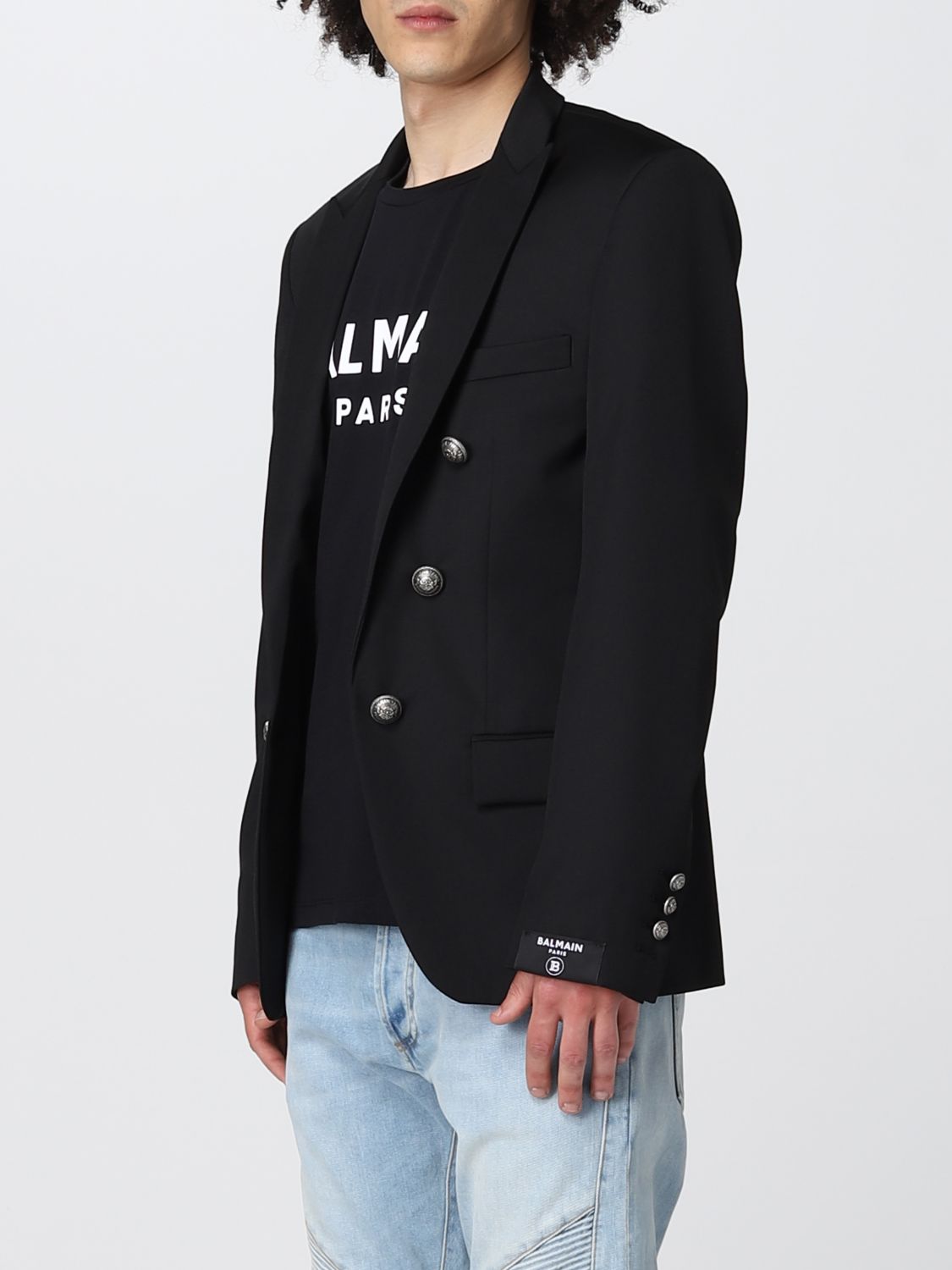 BALMAIN: jacket for man - Black | Balmain jacket XH1SH005WB12 online on ...