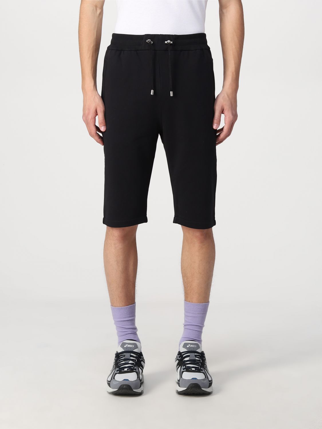 BALMAIN: Bermuda jogging in cotone - Cipria | Pantaloncino Balmain  XH1OA003BB04 GIGLIO.COM