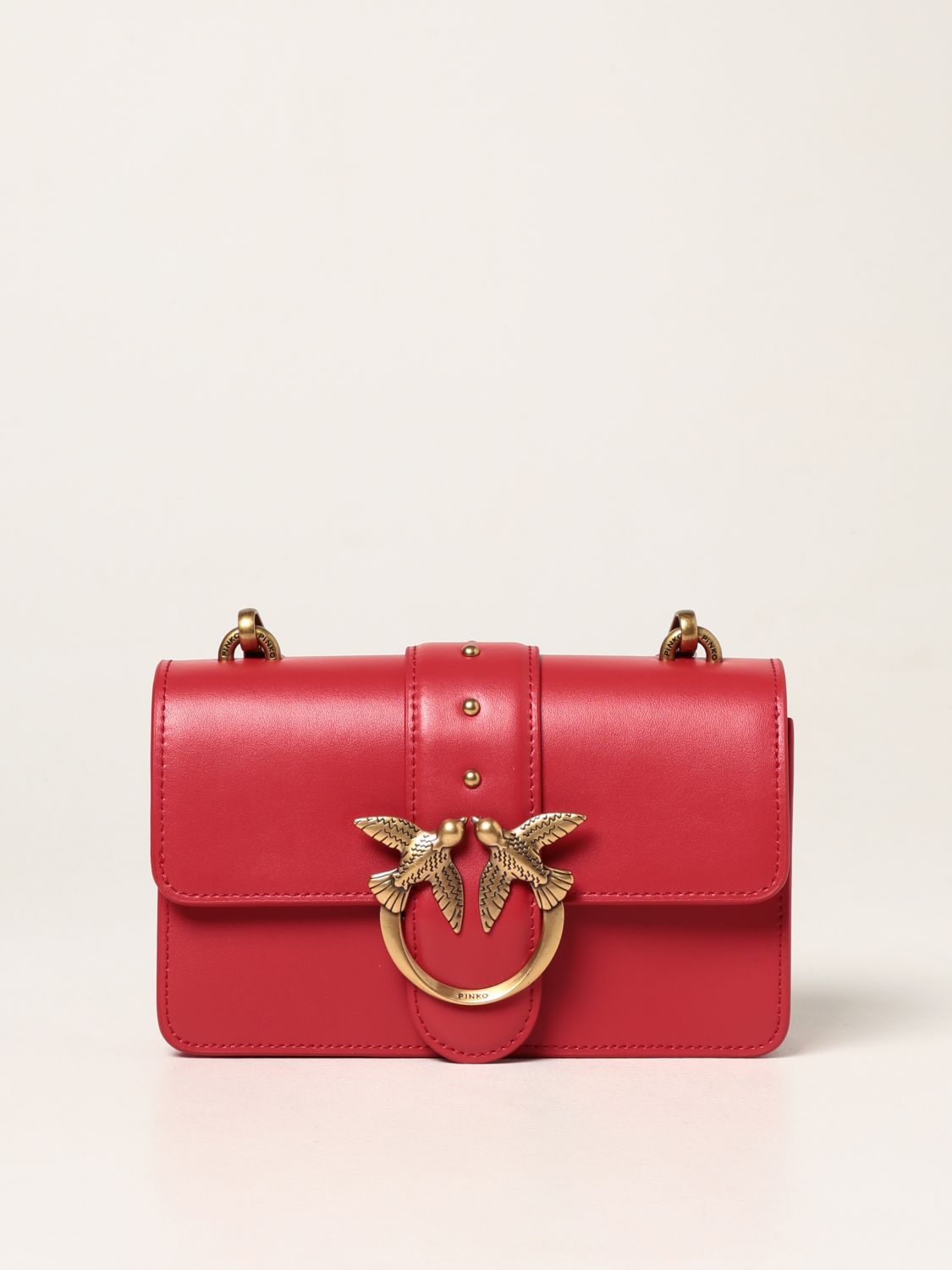 PINKO: Love classic Icon Simply bag in smooth leather - Red | Pinko ...