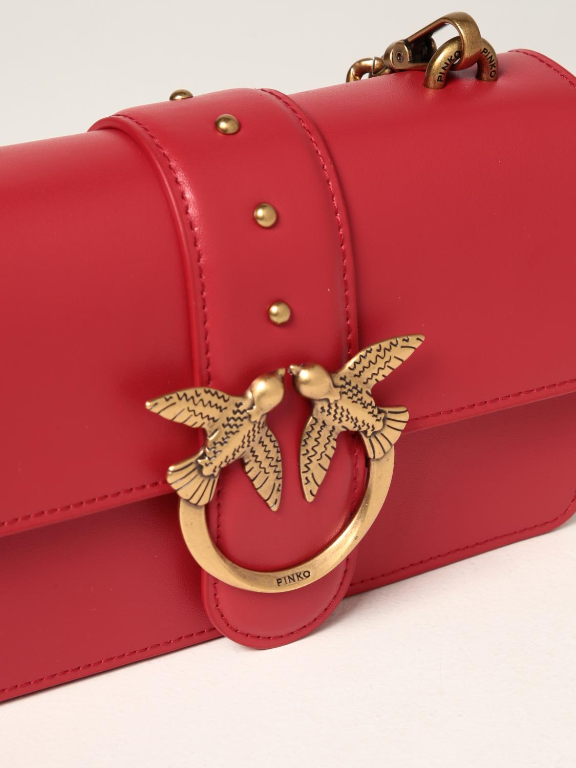 PINKO Love classic Icon Simply bag in smooth leather Red Pinko