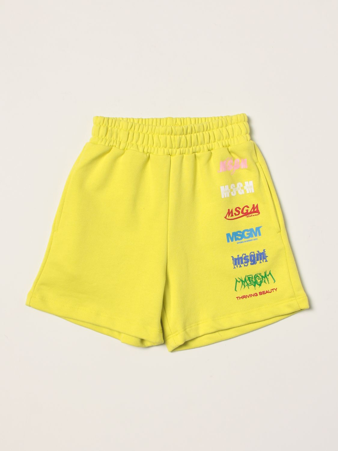 Pantaloncino Msgm Kids: Pantaloncino Msgm Kids in cotone con logo lime 1