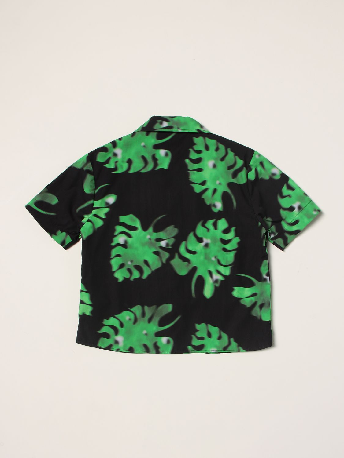 Shirt Msgm Kids: Cuban Msgm Kids shirt with leaves print green 2