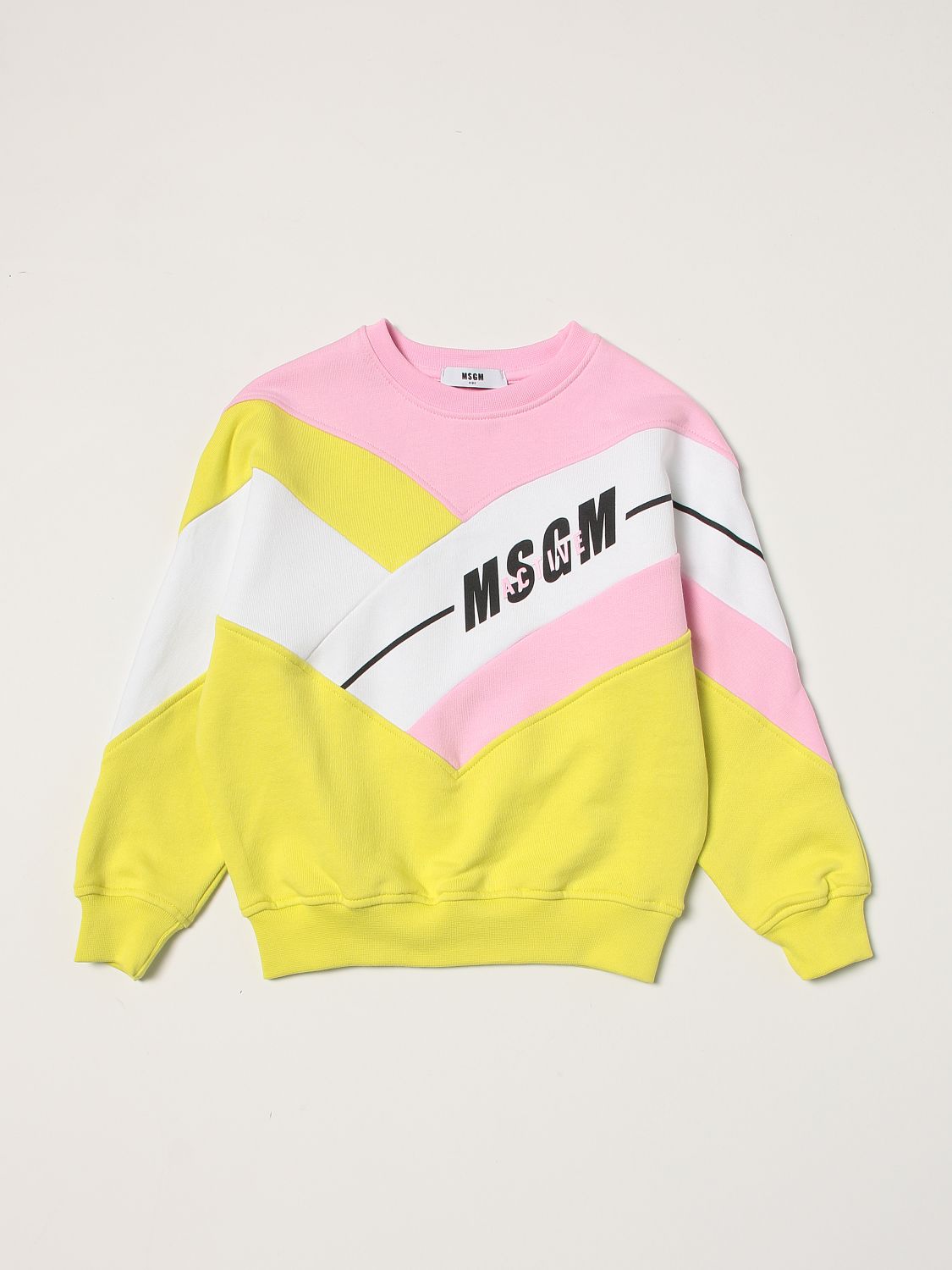 Sweater Msgm Kids: Msgm Kids sweatshirt in color-block cotton pink 1