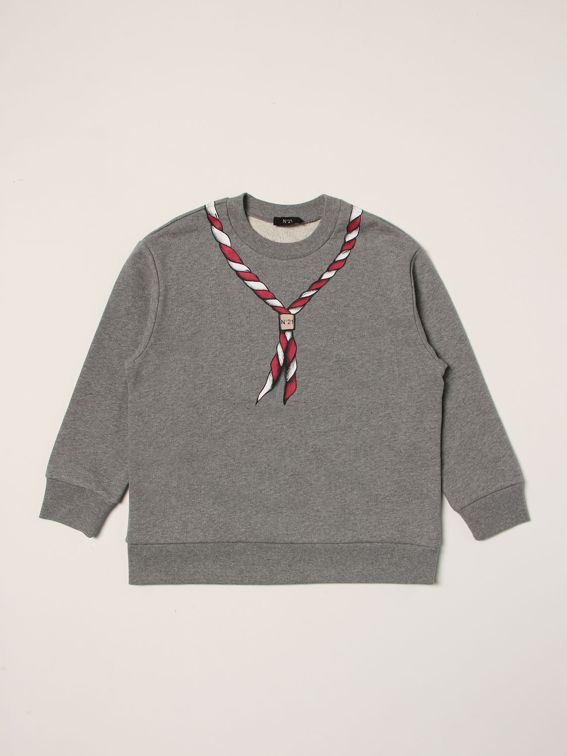 Sweater N° 21: N ° 21 crewneck sweatshirt with foulard print grey 1