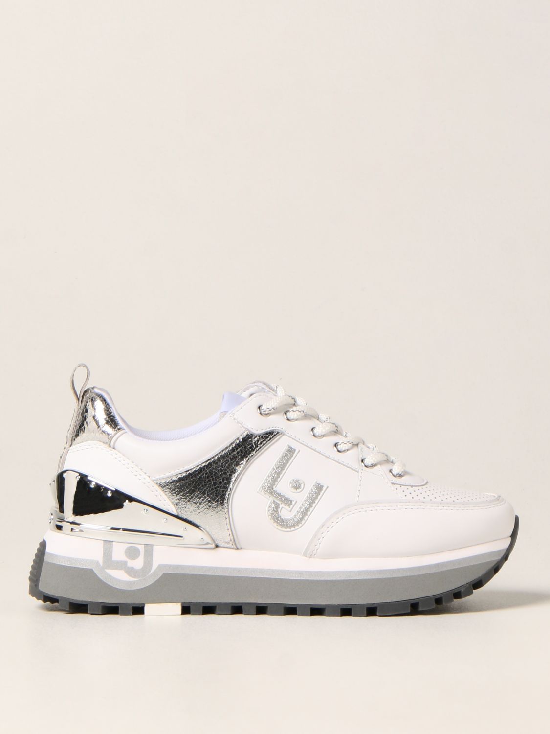LIU JO: Maxi Wonder sneakers in leather - White | Liu Jo sneakers ...