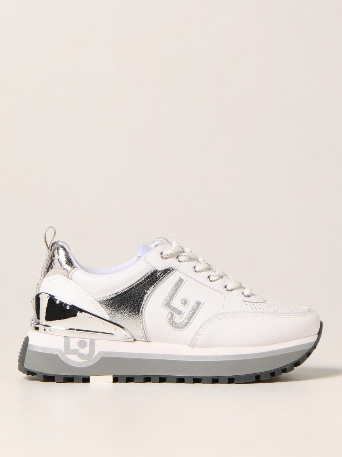 LIU JO: Maxi Wonder sneakers in leather - Milk | Sneakers Liu Jo ...