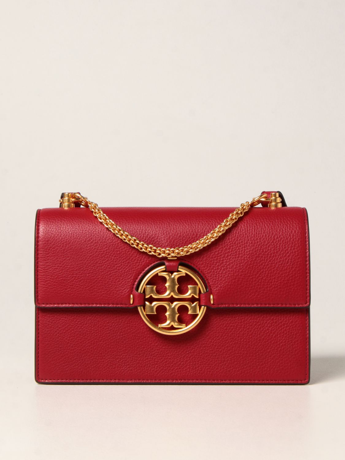 TORY BURCH: Miller bag in grained leather - Red | Tory Burch shoulder bag  81688 online on 