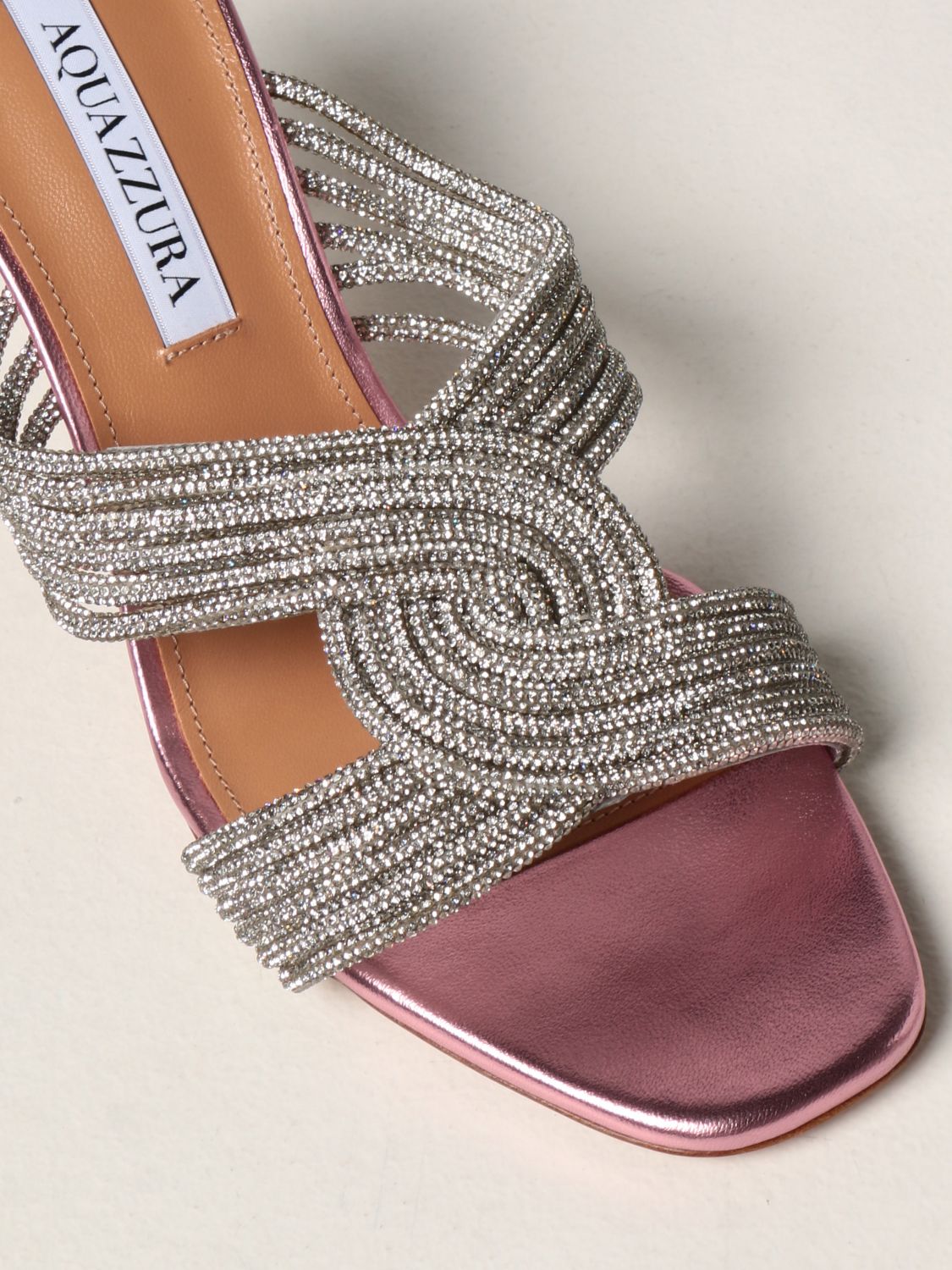 Heeled sandals Aquazzura: Gatsby Aquazzura heeled mules with rhinestones pink 4