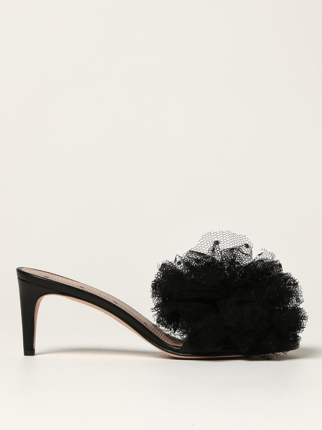 RED(V): Mule in tulle point d'esprit - Nero | Scarpe Con Tacco Red(V)  XQ2S0G97LQR GIGLIO.COM