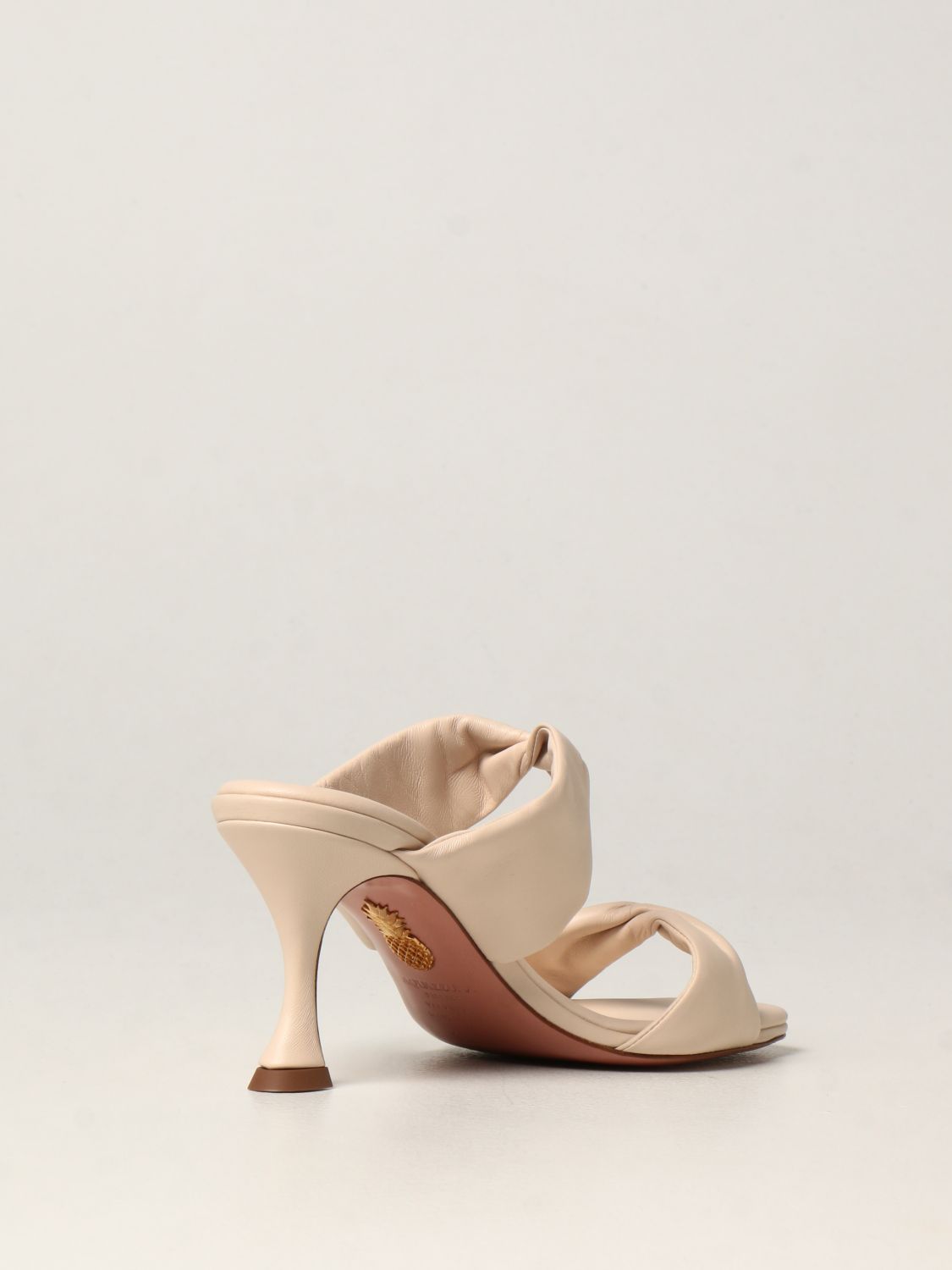 Heeled sandals Aquazzura: Aquazzura Twist heel mules in nappa leather white 3