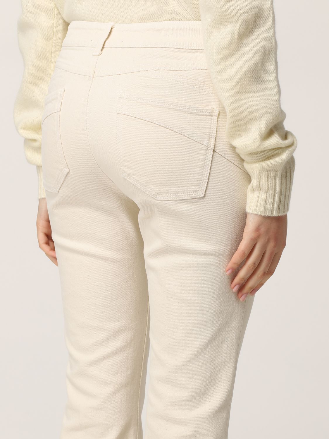 Pants Sportmax: Sportmax cotton pants yellow cream 5