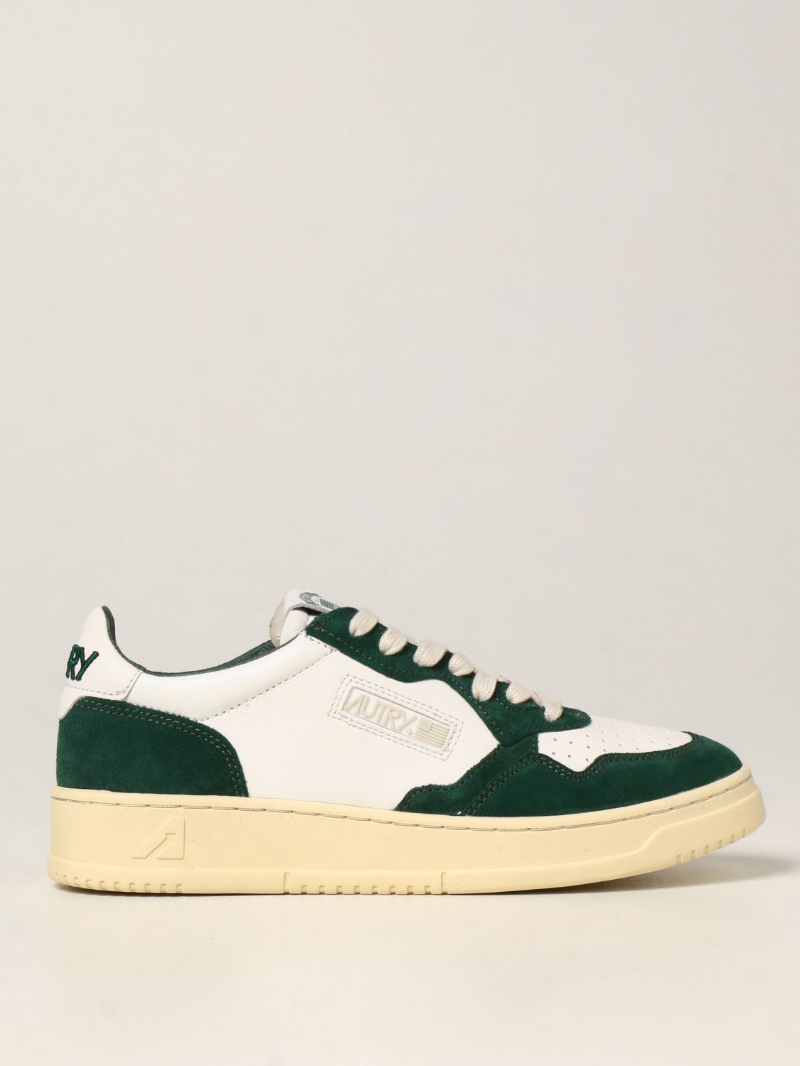 AUTRY: Sneakers low top in pelle e camoscio - Bianco | Sneakers Autry