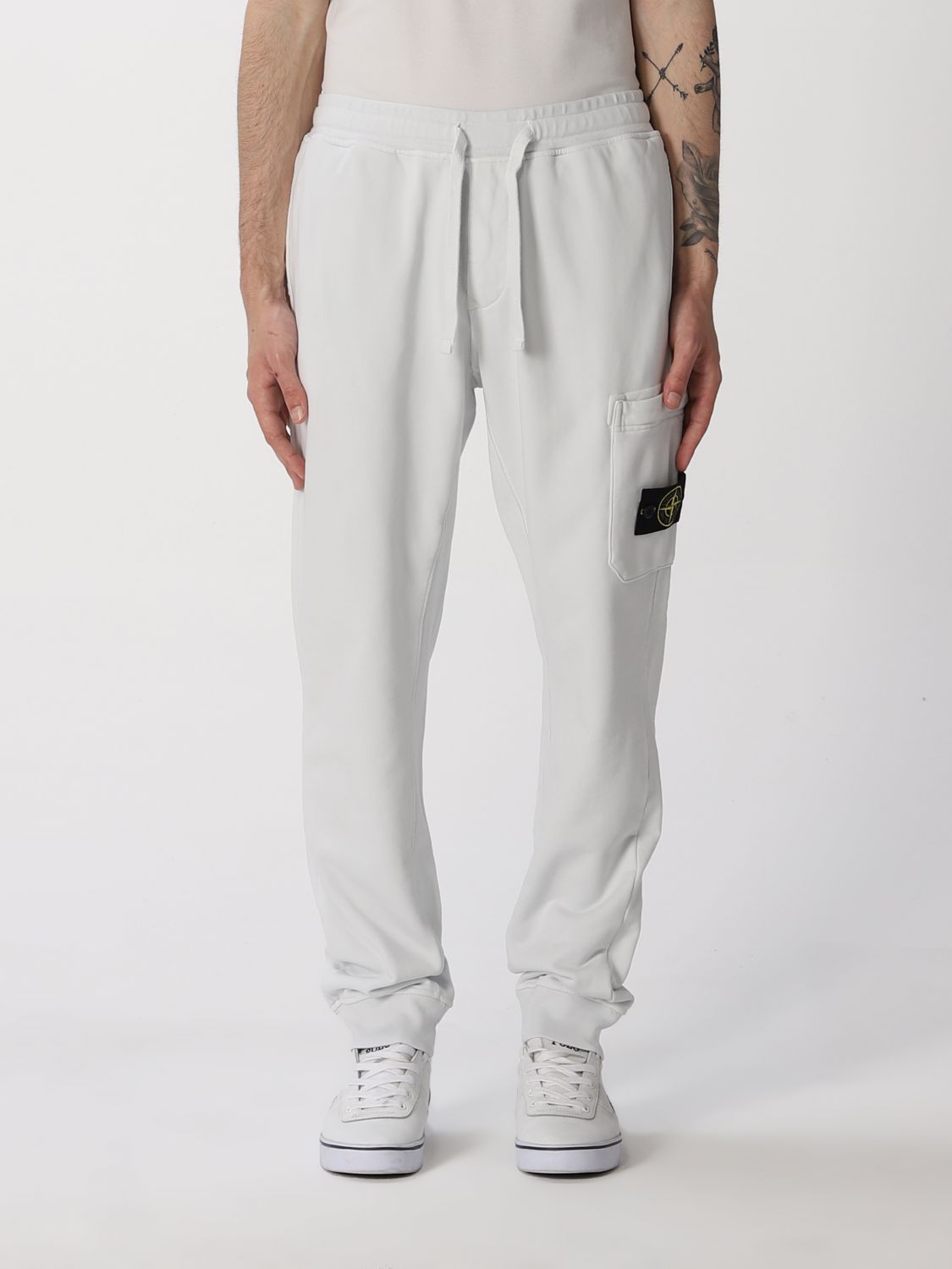Stone Island Jogging Pants With Logo In Ice