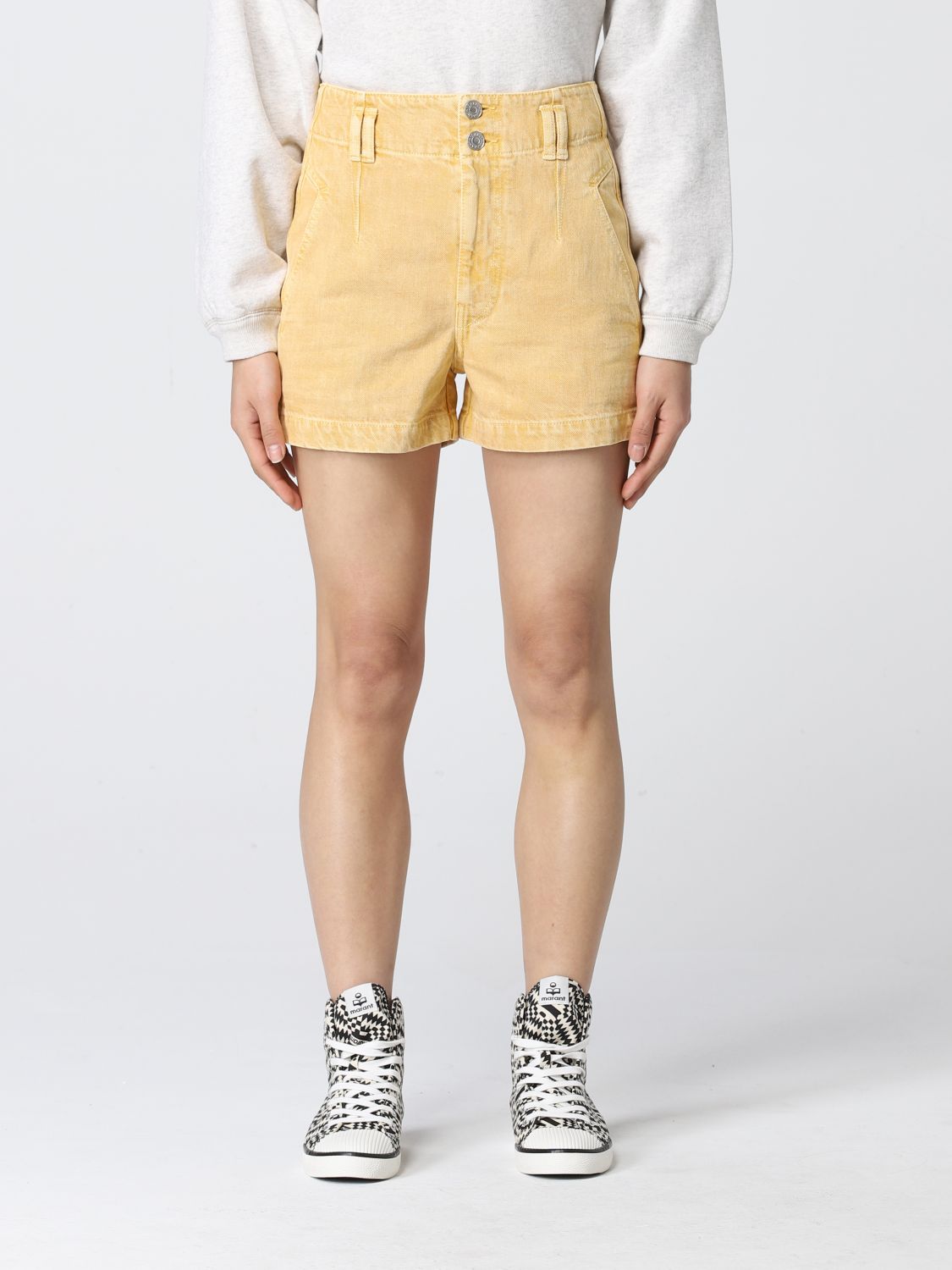 ISABEL ETOILE: Tihiana shorts in washed denim - Honey Isabel Etoile short SH044322P022E online GIGLIO.COM