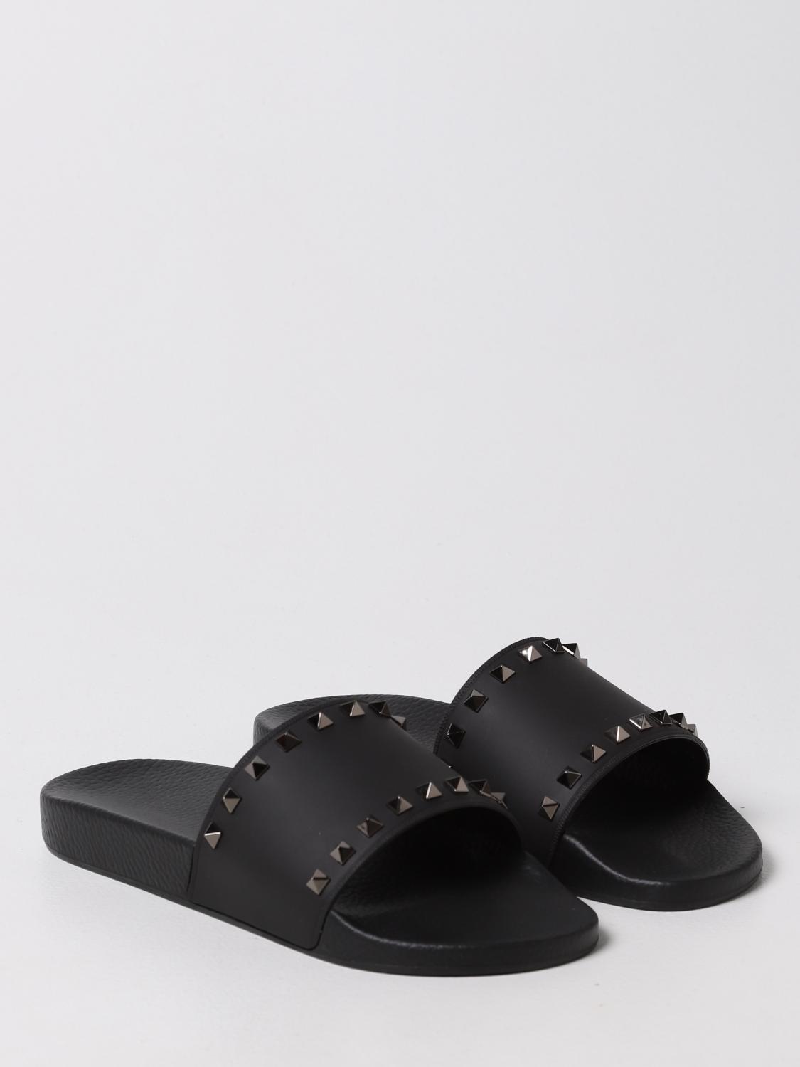 valentino sliders black