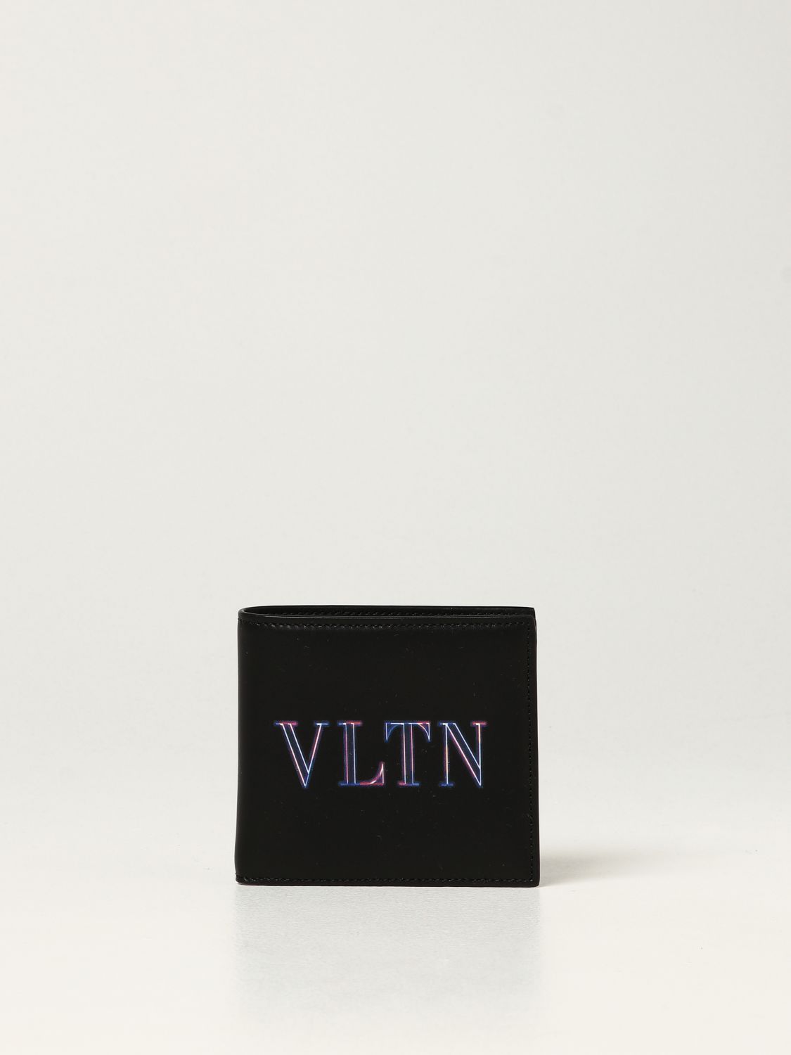 Portafoglio Valentino Garavani: Portafoglio Valentino Garavani in pelle con logo VLTN neon nero 1