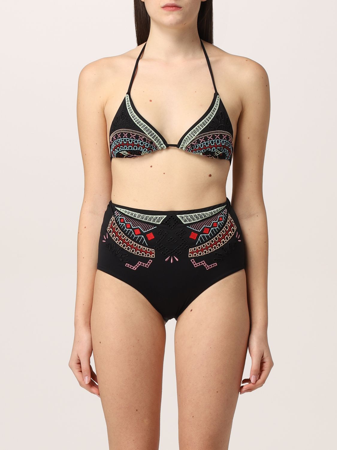 ermanno scervino bikini bottoms with contrasting embroidery