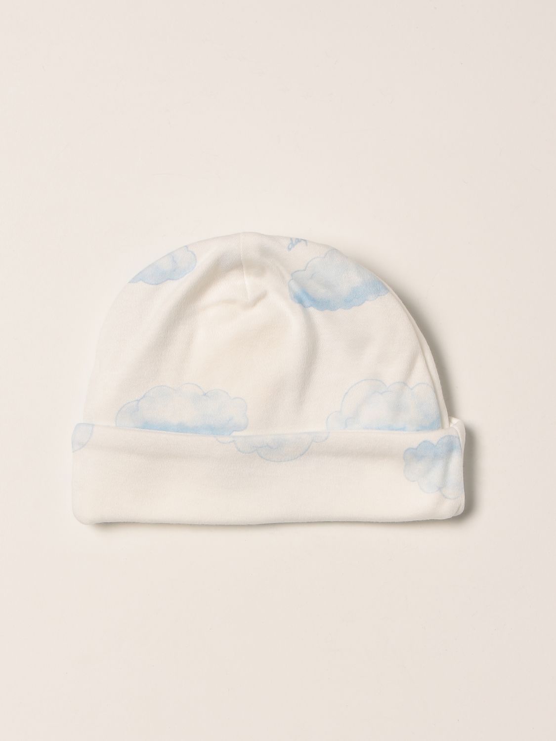 Cappello neonato Monnalisa: Cappello a berretto Monnalisa con stampa nuvole bianco 2