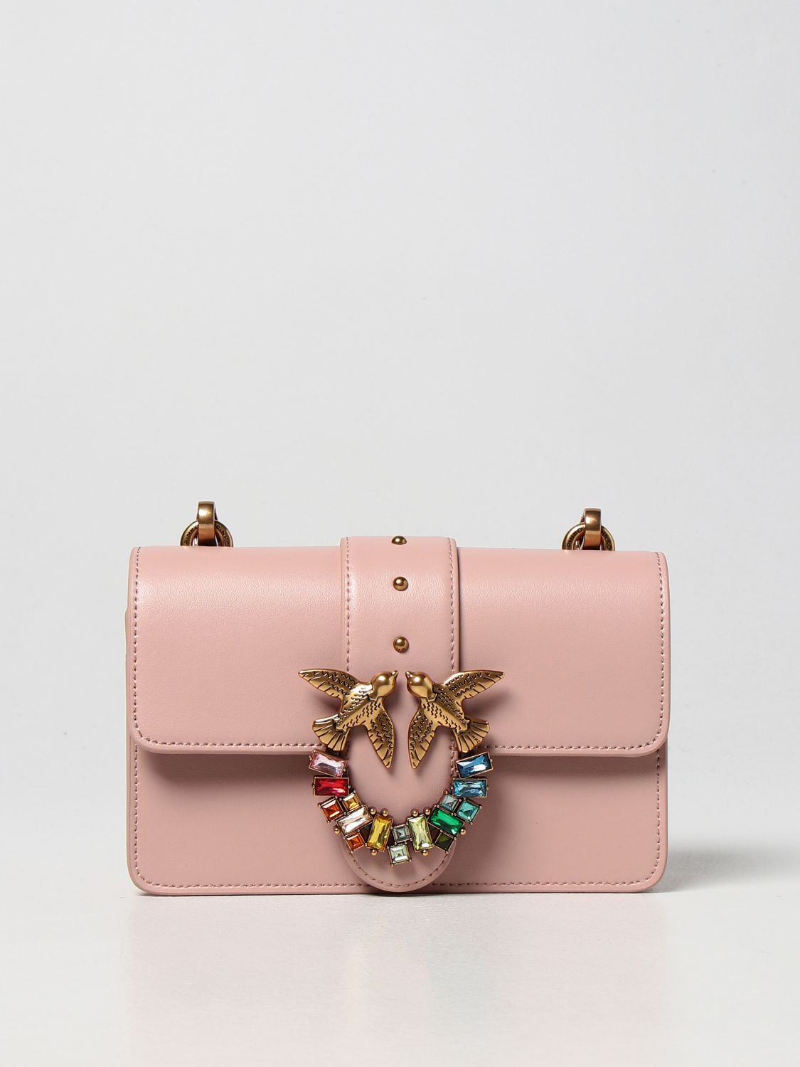PINKO: Love Mini Icon Simply bag in smooth leather - Blush Pink