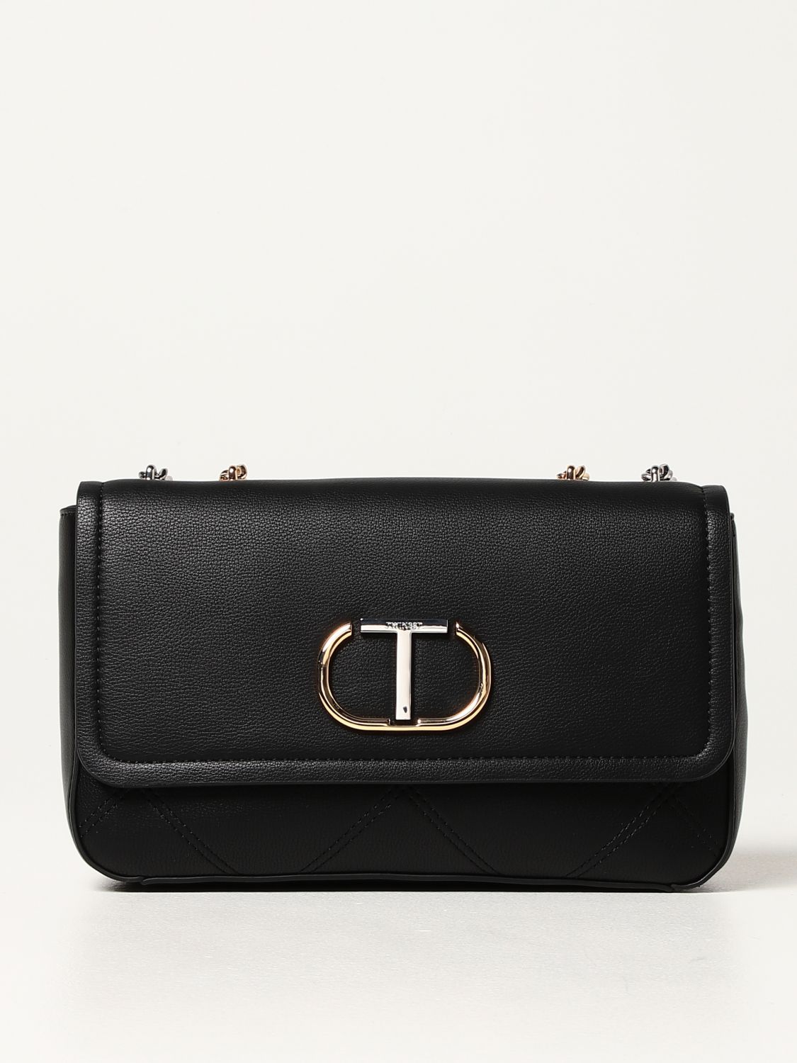 TWINSET: bag in grained synthetic leather - Black | Twinset crossbody ...