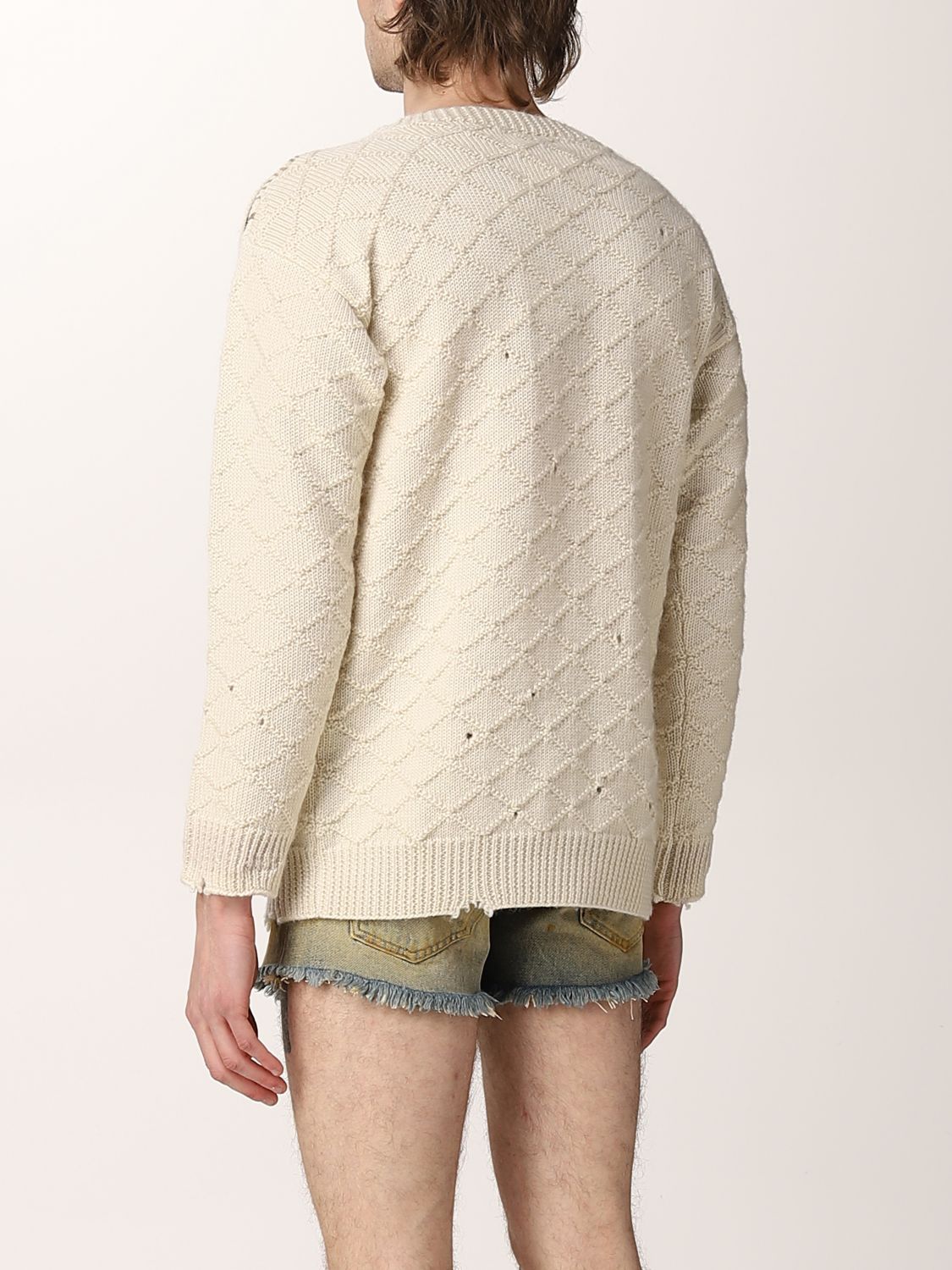 Maison Margiela worn effect wool sweater with zipper