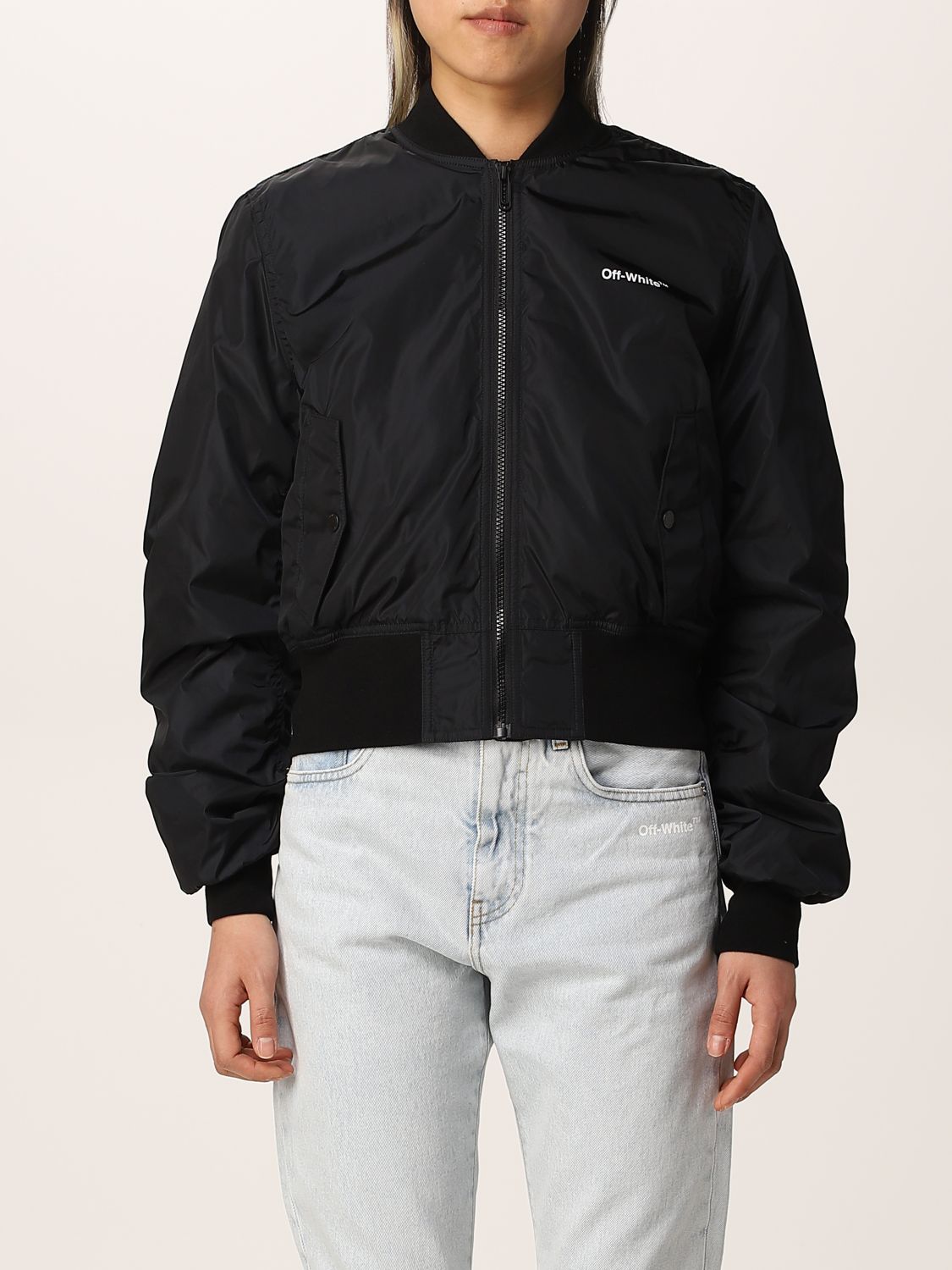 OFF-WHITE: Off White bomber in technical fabric - Black | Off-White ...