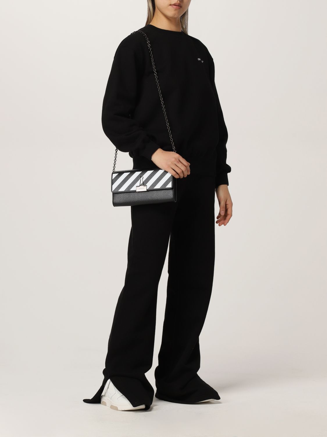 Off-White Binder wallet on chain bag in saffiano leather
